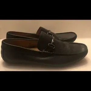 Saks Fifth Avenue Black Loafers, Size 12, Good preowned condition Saks Fifth Avenue Italy Men Black Leather Penny Loafer Apron  main image 4